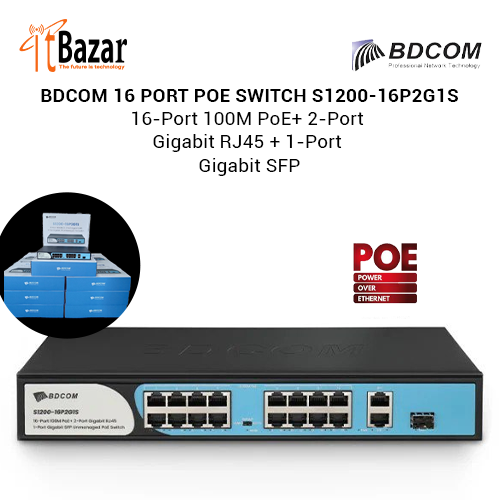 BDCOM 16 PORT POE SWITCH S1200-16P2G1S