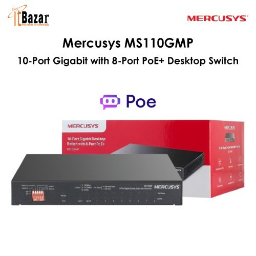 Mercusys MS110GMP 10-Port Gigabit with 8-Port PoE+ Desktop Switch