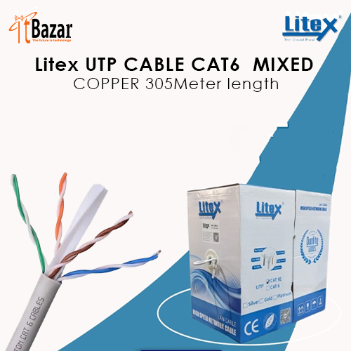 Litex UTP CABLE CAT6  MIXED COPPER 305Meter length