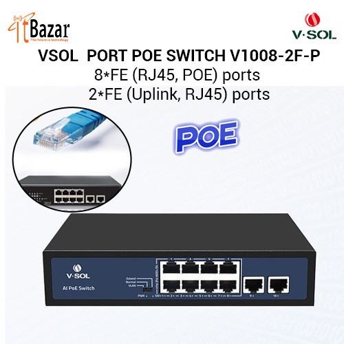 VSOL POE SWITCH V1008-2F-P 8PORT POE 2PORT UPLINK