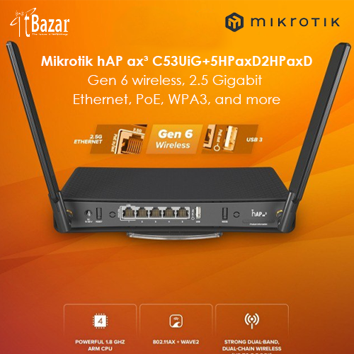 Mikrotik hAP ax³ C53UiG+5HPaxD2HPaxD Gen6 2.5g Router
