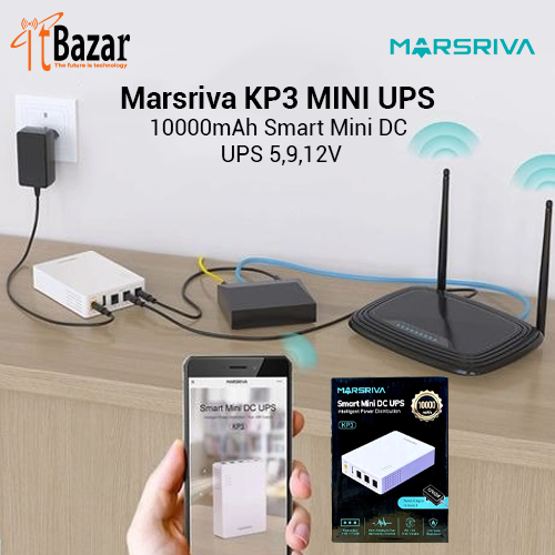Marsriva KP3 MINI UPS 10000mAh Smart Mini DC UPS 5,9,12V