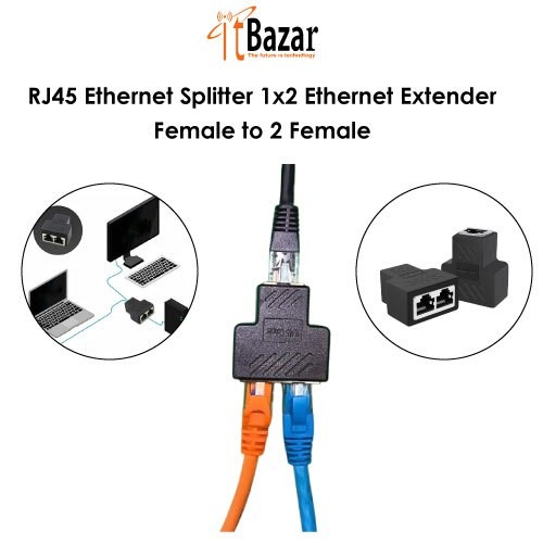 RJ45 Ethernet Splitter ,1x2 Ethernet Extender,Female to 2 Female