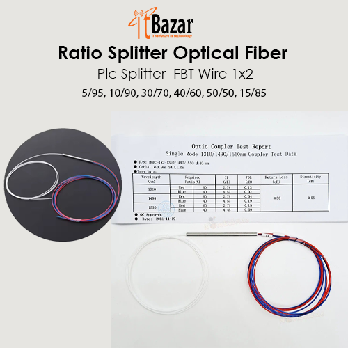 Ratio Splitter Optical Fiber Plc Splitter  FBT Wire 1x2