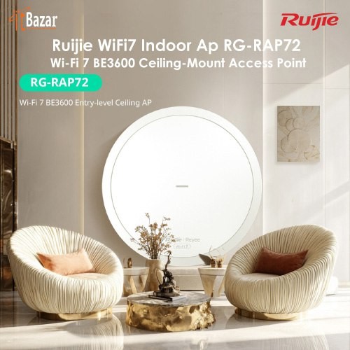 Ruijie WiFi7 Indoor Ap RG-RAP72, Wi-Fi 7 BE3600 Ceiling-Mount Access Point