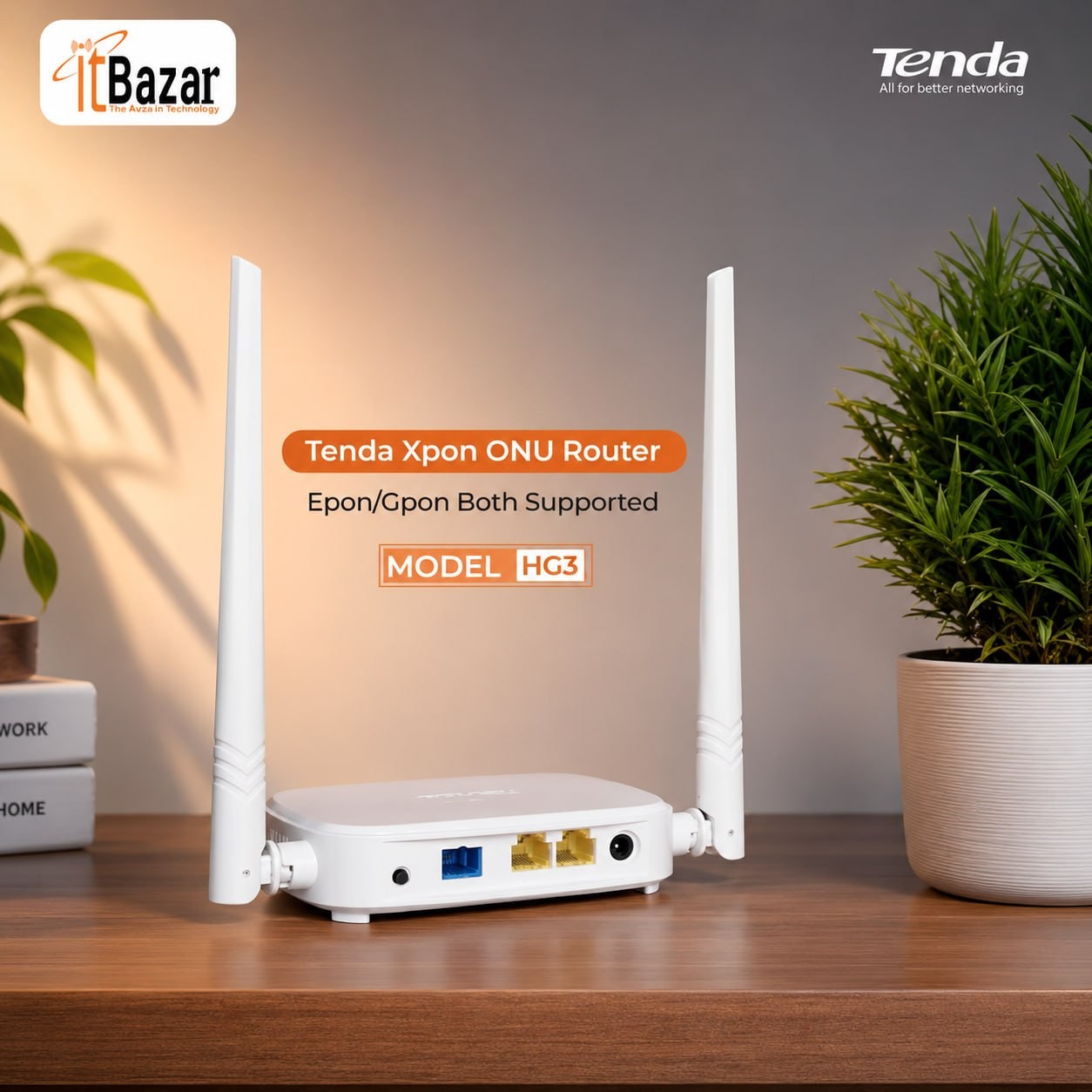 Tenda ONU ROUTER HG3 N300 WiFi xPON Onu