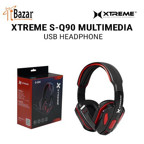 Xtreme USB TYPE Multimedia Headphone S-Q90 Wired Black & Red