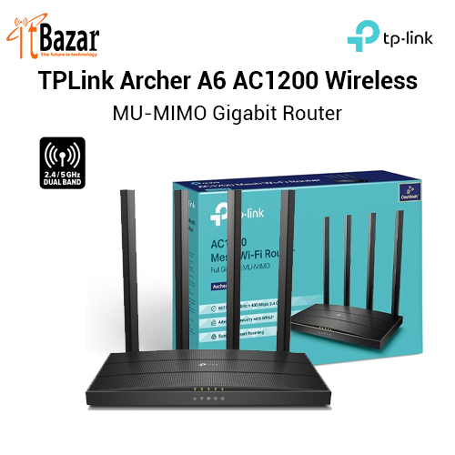 TPLink Archer A6 AC1200 Wireless Dual Band Gigabit Router