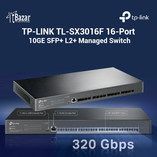 TPLink Switch TL-SX3016F JetStream 16-Port 10GE SFP+ L2+ Managed Switch