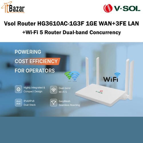 Vsol Router HG3610AC 1GE WAN+3FE LAN+Wi-Fi 5 Router