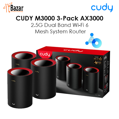 CUDY M3000 3Pack AX3000 2.5G Dual Band Gigabit WiFi 6 Mesh  Router