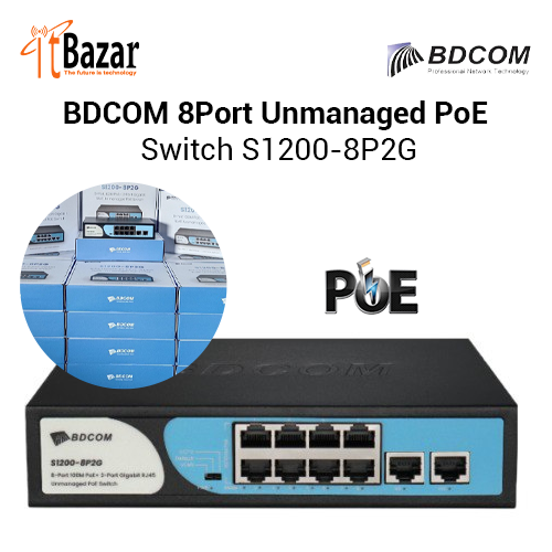 BDCOM 8Port Unmanaged PoE Switch S1200-8P2G