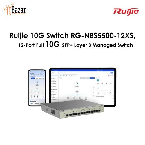 Ruijie 10G Switch RG-NBS5500-12XS, 12-Port Full 10G SFP+ Layer 3 Managed Switch