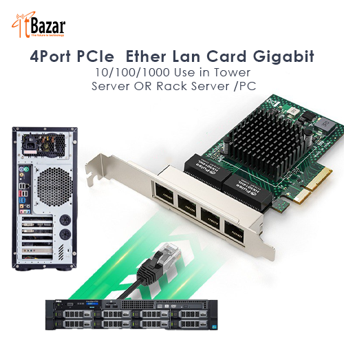 4Port PCIe  Ether Lan Card Gigabit 10/100/1000
