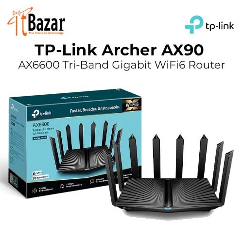 TPLink Archer AX90 AX6600 Tri-Band Gigabit WiFi6 Router