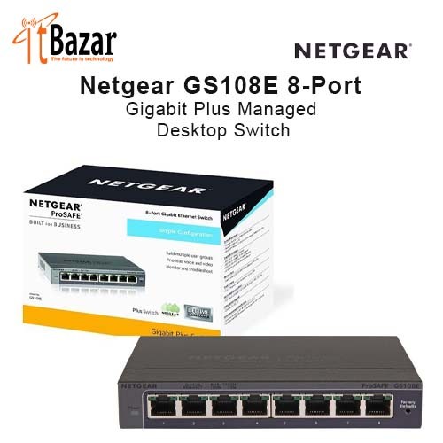 Netgear Switch GS108E 8Port Gigabit Plus Managed Switch