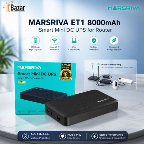 MARSRIVA ET1 8000mAh Smart Mini DC UPS for Router