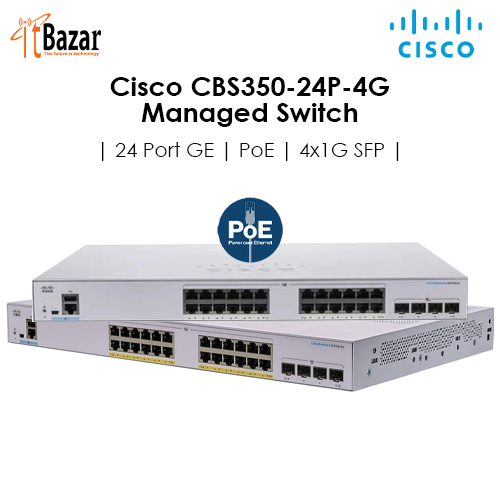 Cisco CBS350-24P-4G POE Managed Switch | 24 Port GE | PoE | 4x1G SFP
