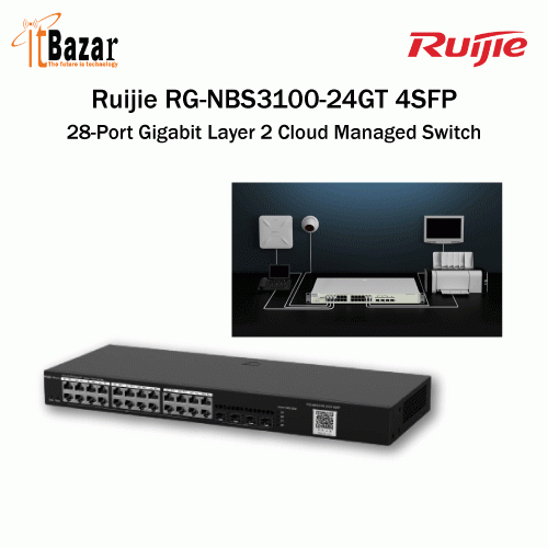 Ruijie RG-NBS3100 24GT 4SFP, 28Port Gigabit Layer 2 Cloud Managed Non-PoE Switch