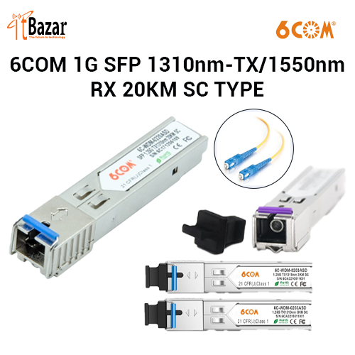 6COM 1G SFP 1310nm-TX/1550nm-RX 20KM SC TYPE