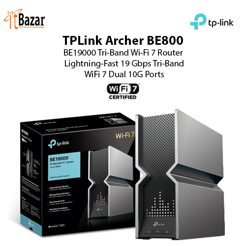TPLink Archer BE800 BE19000 Tri-Band Wi-Fi 7 Router 10G Router