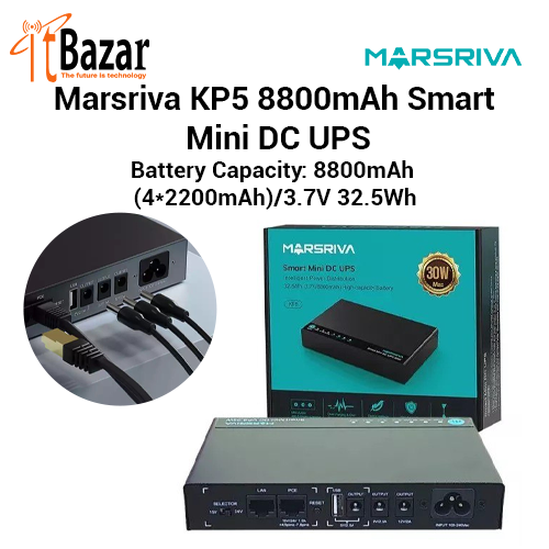 Marsriva KP5  DC Ups 8800mAh Smart Mini DC UPS for Router