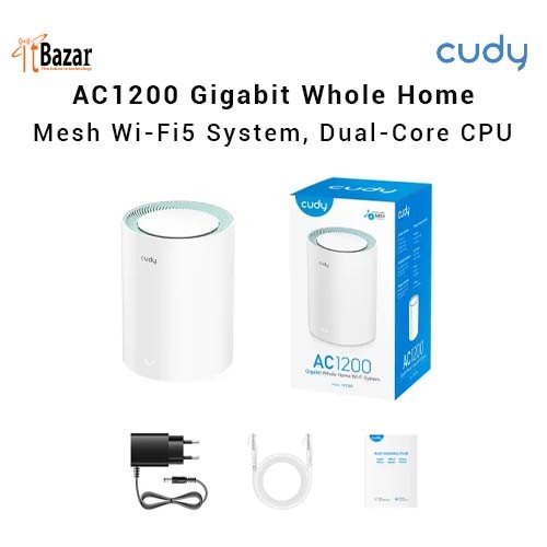 Cudy Mesh AC1200 Gigabit M1300 Whole Home Mesh WiFi Router Single Pack