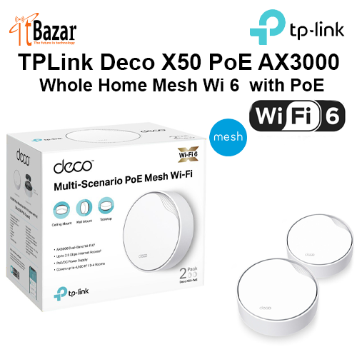 TPLink Deco X50 PoE AX3000 Whole Home Mesh Wi 6  with PoE